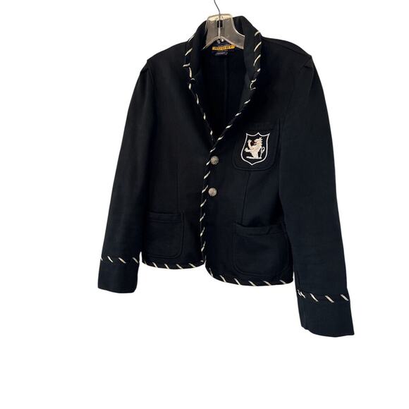 Ralph Lauren Sweaters - Ralph Lauren Black Blazer-Style Cardigan with White Trim